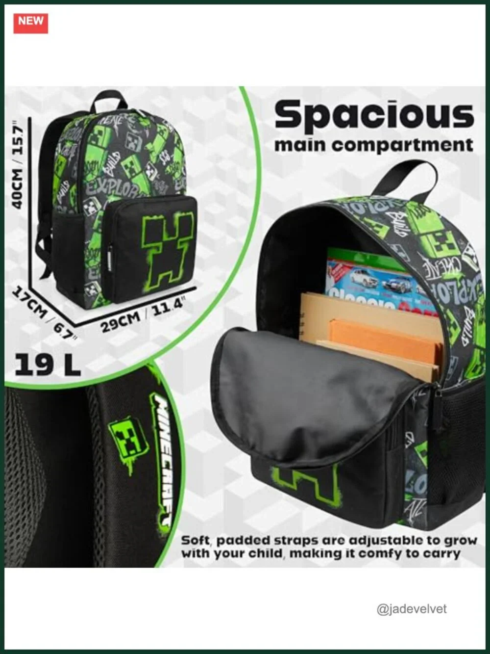 Kids Backpack with Zipped Pockets Adjustable Straps for Travel School